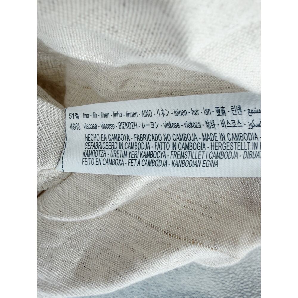 OYSHO Linen Wrap Dress Size S Midi Pockets Cream - Picture 7 of 7